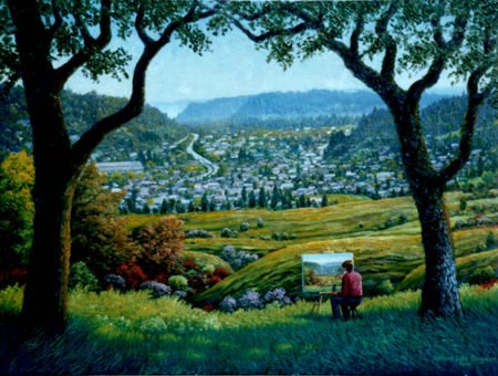 Oil painting of Scotts Valley vista.
