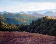Oil painting of vista on Bear Creek Road.