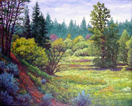 Oil painting of Merced River.