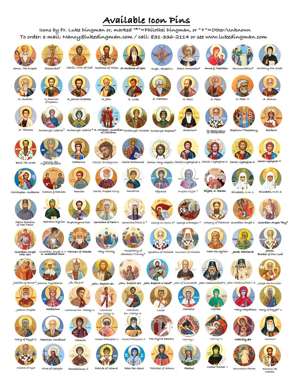 page of Icon Pins samples.