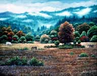 Oil painting of Felton pasture.