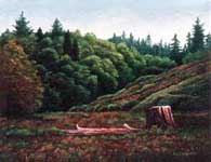 Oil painting of Rose Valley meadow.