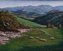 Oil painting of San Juan Bautista hills.