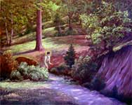 Oil painting of St Seraphim with bear.
